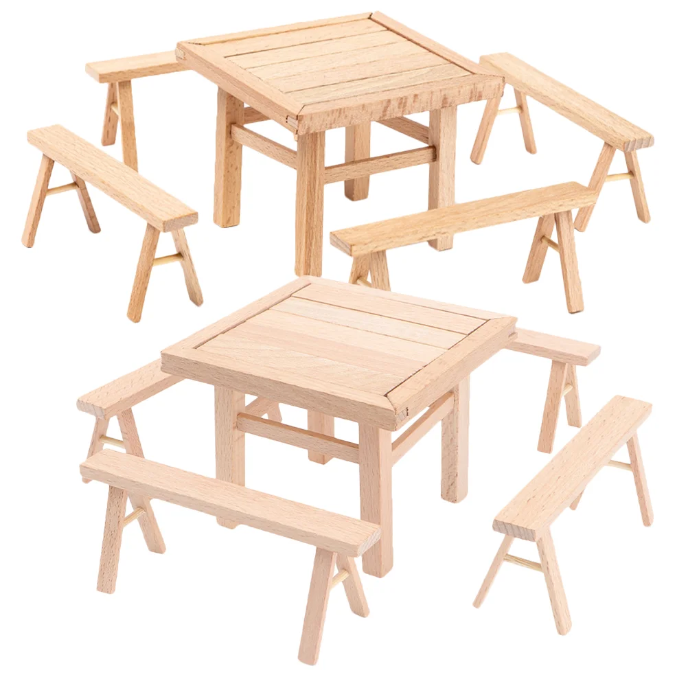 

2 Sets DIY Assembly Toy Tables Chairs Wood Disassembly Wooden Disassembling Furniture 3D Puzzle