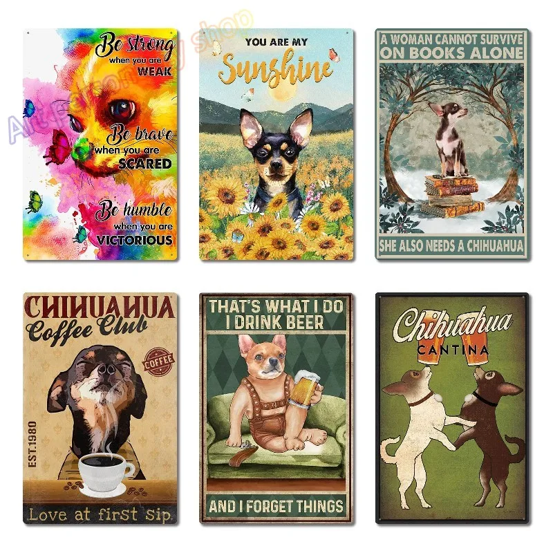 

Металлический жестяной знак Чихуахуа кофе ко. Премиум смесь смешной плакат для кафе столовой домашнее искусство настенный Декор налет пода...