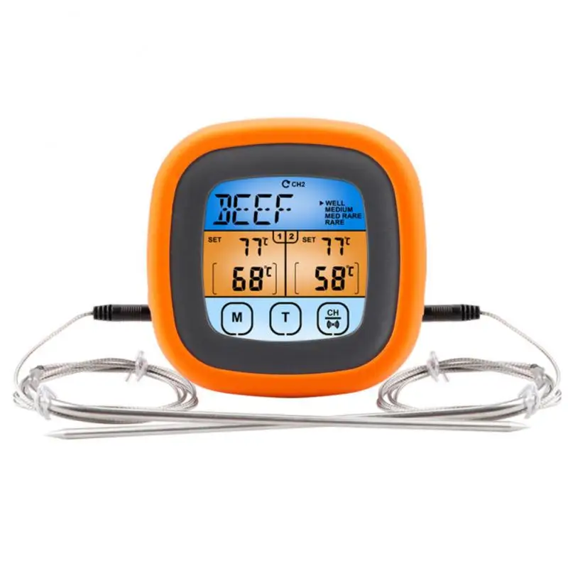 

Пищевой термометр с двойной иглой и цветным экраном, Кухонный Термометр для выпечки с сенсорным цифровым дисплеем, термометр для мяса, барбекю
