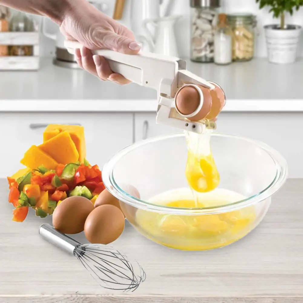 

Creativity Egg Shell Cracker Easy Separator Handheld Egg Opener Egg Breaker Kitchen Gadget Tool with Safe Quick Separation Eggs