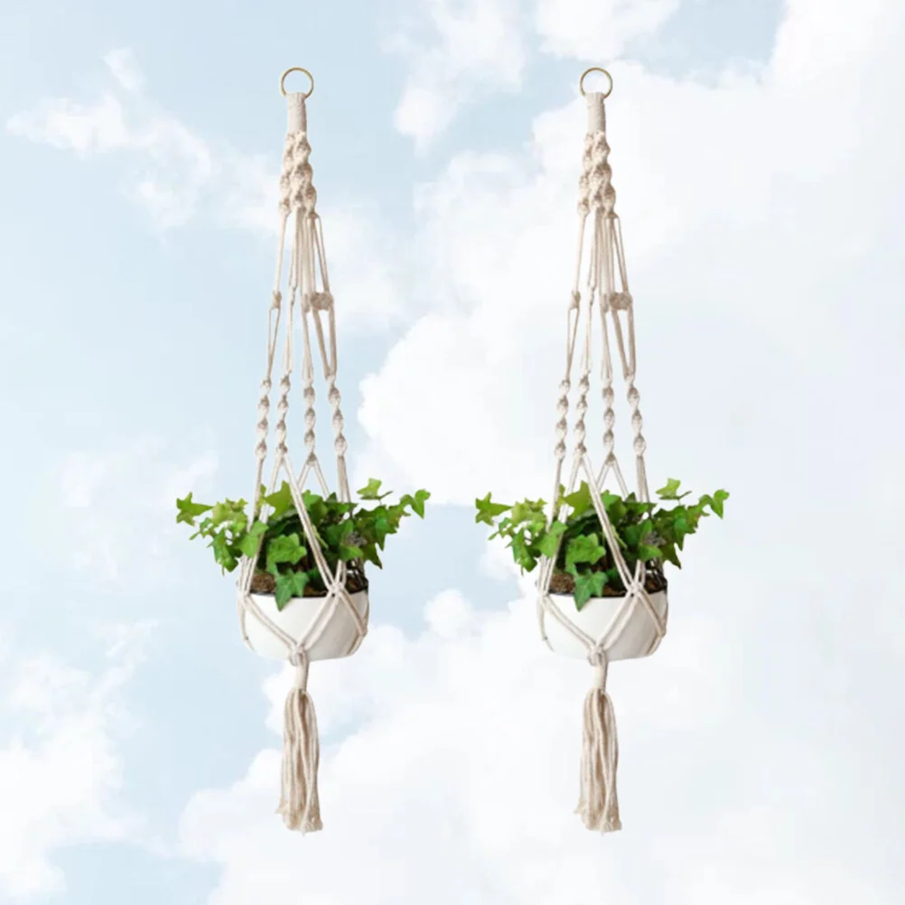

Вешалка для макраме 2 шт., хлопковая подвесная веревка для выращивания растений на балконе, уличный держатель, корзина для украшения, комнатный держатель для плантатора