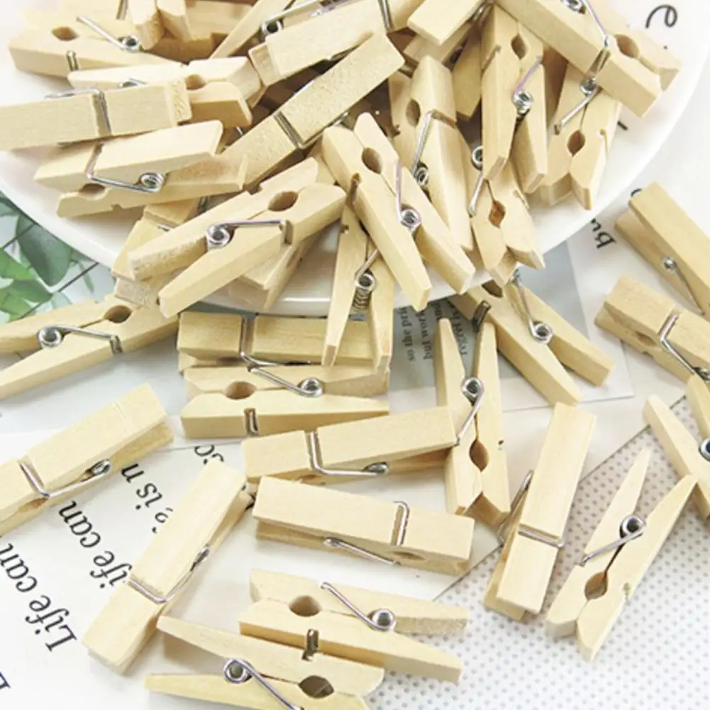 

30pcs 25-45mm Wooden Clips Photo Clips Clothespin Photo Paper Clothespin Craft Clips Portable Wood Clamp