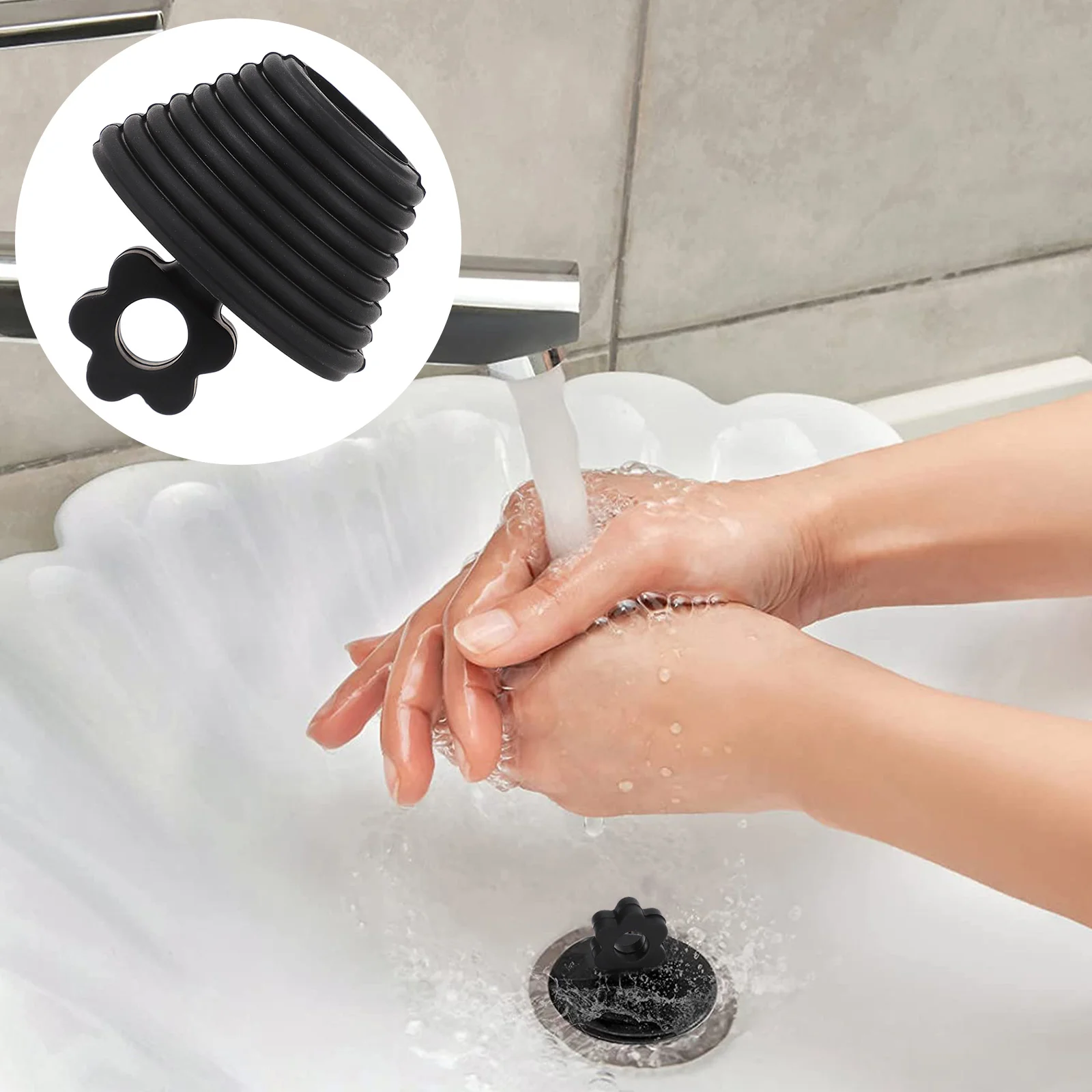 

Sink Plug Bathroom Drain Stopper Sealing Plugs Cover Bath Silicone Proof Accessories Rubber Leak Tub Bathtub Flower Design