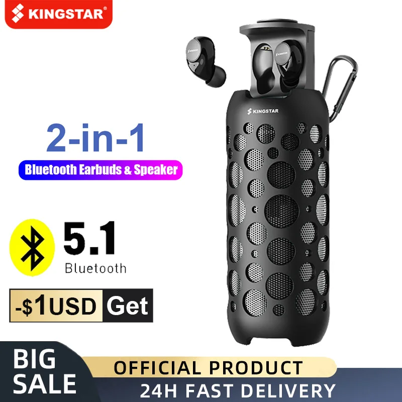 

Bluetooth-стереонаушники KINGSTAR портативные 2 в 1, с сабвуфером