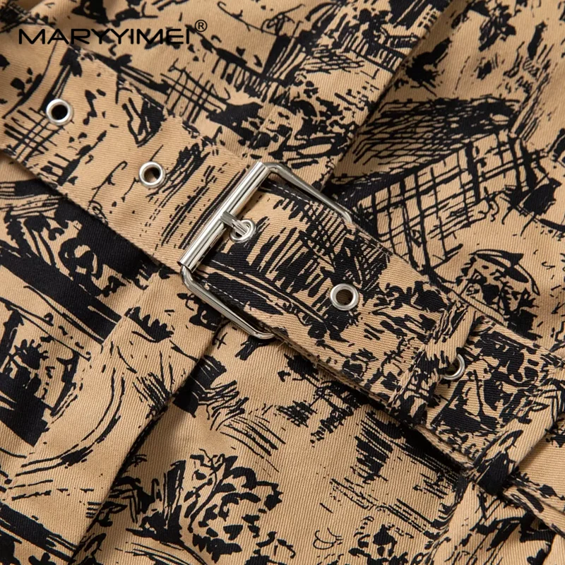 Летнее женское платье MARYYIMEI с отложным воротником и коротким рукавом однобортное