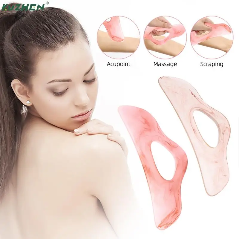 

Scimitar Shape Scraping Board Resin Beeswax Massager Scraper Gua Sha Face Neck Back Body Acupuncture Pressure Massage Therapy