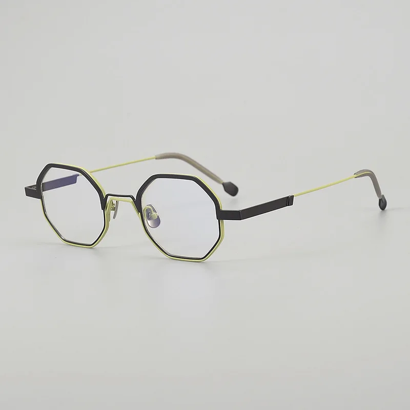 Многоугольная сверхлегкая оправа для очков из чистого титана AEV-D01DBX двухцветная