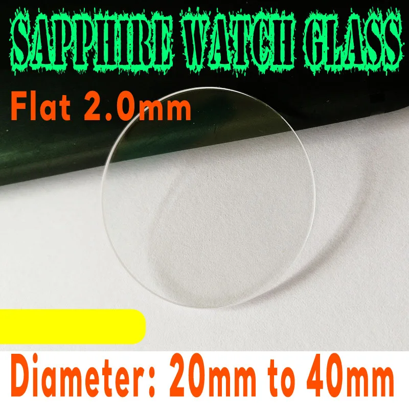 

20mm - 40mm Flat Watch Crystal Sapphire Glass Watch Repair Parts Mineral Watch Lens Replace 2.0mm Thickness