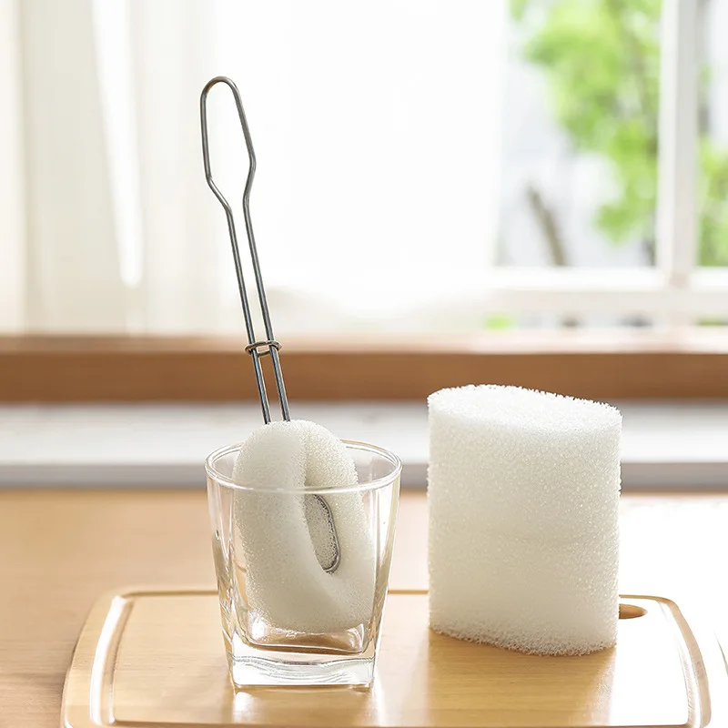 

Youpin Stainless Steel Cup Brush small bottle No dead angle long handle brush Honeycomb sponge Cup Brush