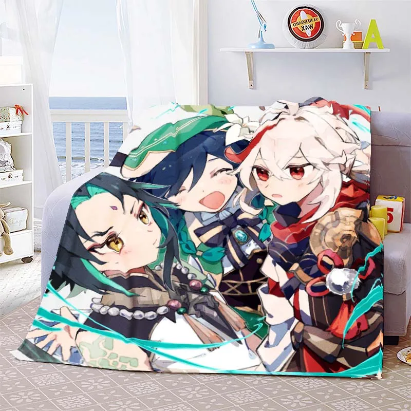 

Genshin Japanese Famous Anime Printed Blanket Autumn And Winter Warmth Sofa Bedroom Holiday Gifts For Family And Friends