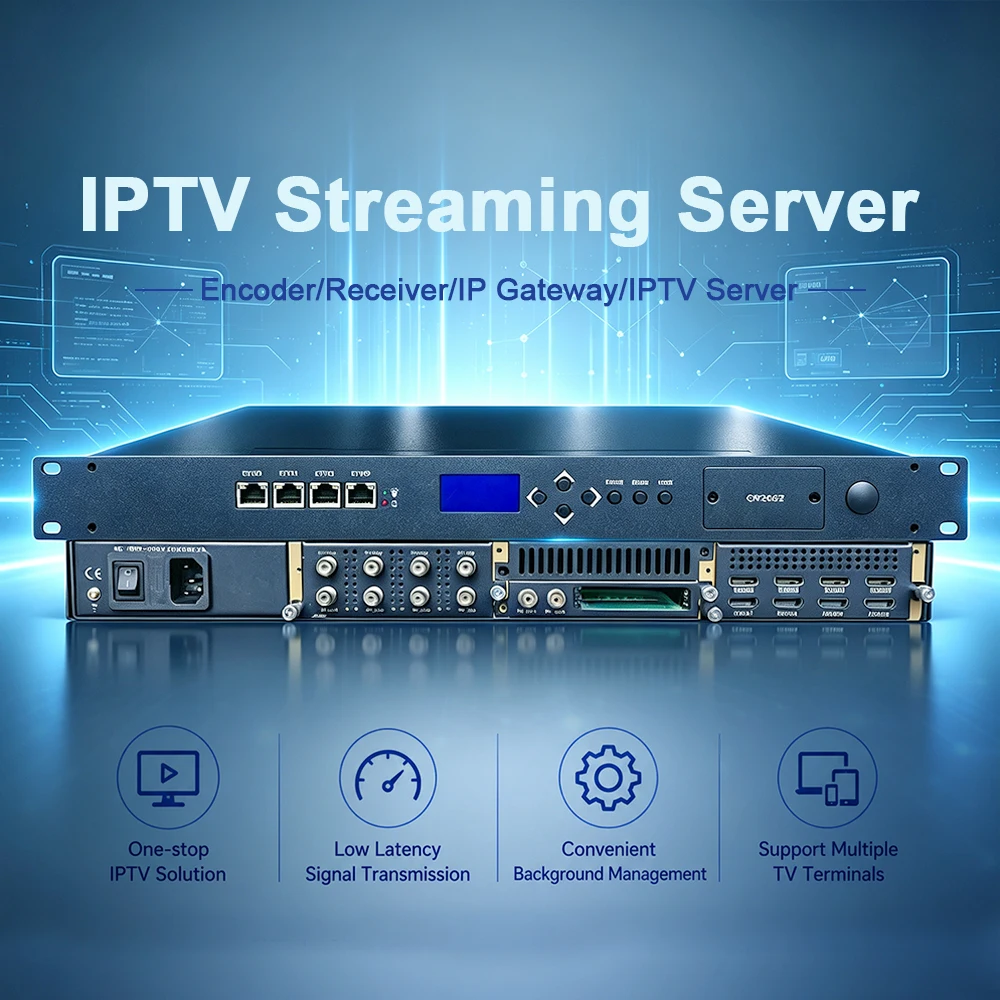 Фото Модульный IPTV-сервер 1U, IP-шлюз и энкодер-ресивер, 3-слотовая сменяемая карта потоковой передачи, многопротокольный конвертер потоковой передачи для отелей. №1