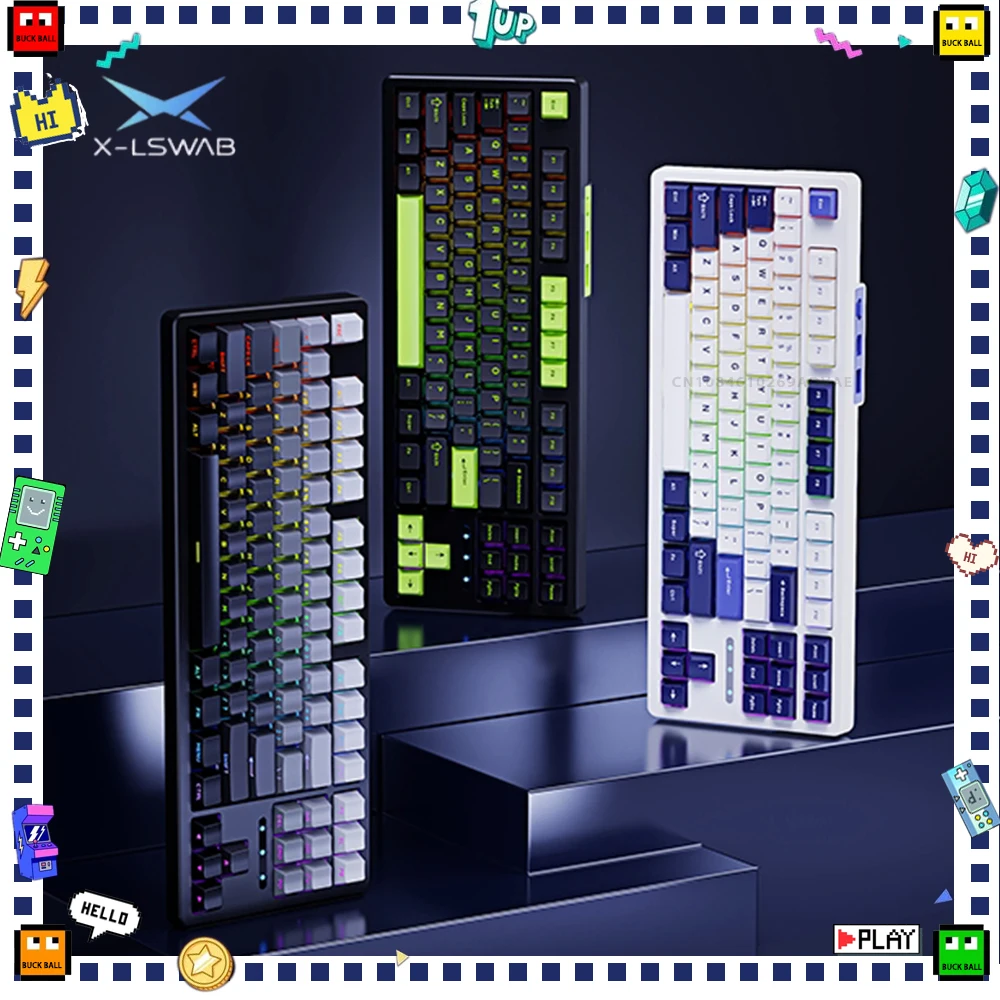 Механическая клавиатура X-LSWAB G87 беспроводная с тремя режимами игровая на заказ RGB