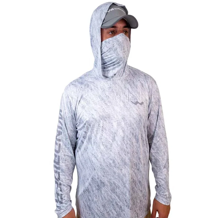

2023 Fishing Gear Men's Long Sleeve Hoodie Camo Fishing Shirt Lightweight Surf Fishing Apparel UPF 50 Performance Fishing Shirt