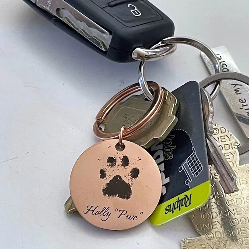 

Animal Paw Print Keychain Custom Dog Paw Personalized Keychain Engraved Pet ID Name for Cat Puppy Dog Tag Name Pet Accessories