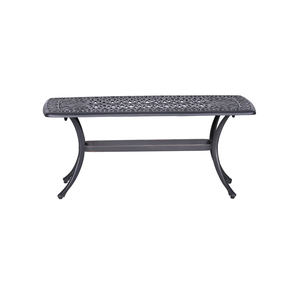 

GardenPatio Dessert Night Hollow Carved Cast Aluminum Rectangle Coffee Table Outdoor Garden Patio Table
