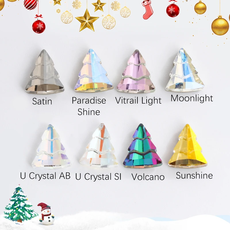 

Astrobox 10Pcs Tree Shape Glass Crystal Stone Colorful Pointback Crystal Nail Art Rhinestone DIY Jewelry Making Nail Accessories