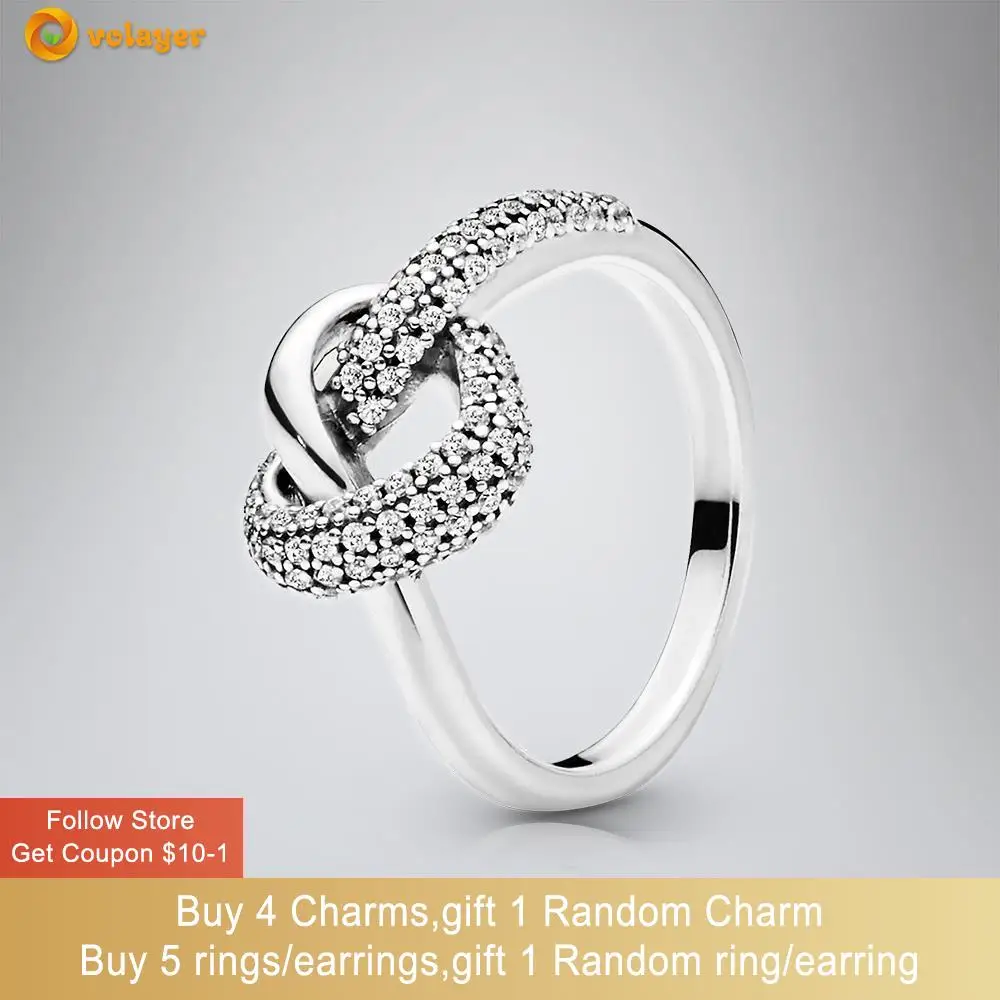 

Volayer 925 Sterling Silver Rings Knotted Heart Rings Original 925 Silver Women's Rings Engagement Rings Women Jewelry