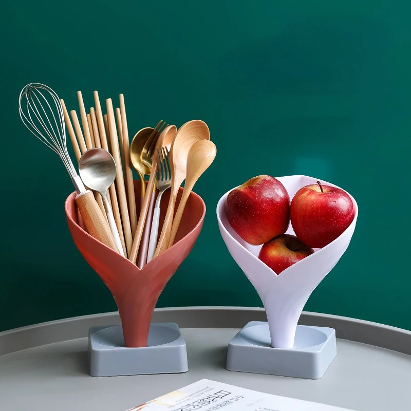 

QC Drain Chopsticks Cage Kitchen Fruit Basket Flower Funnel Kitchen Desktop Storage Box Dresser Rack Kitchen Chopsticks Storage