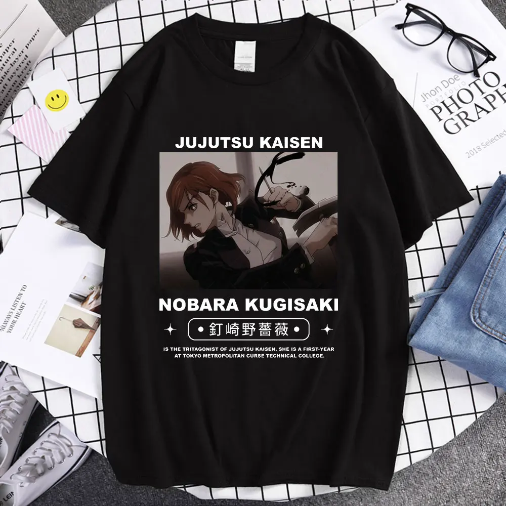 

Anime Jujutsu Kaisen Kugisaki Nobara Print Unisex Short Sleeve T Shirt Cartoon Casual T-shirt Male Streetwear Harajuku T-shirts