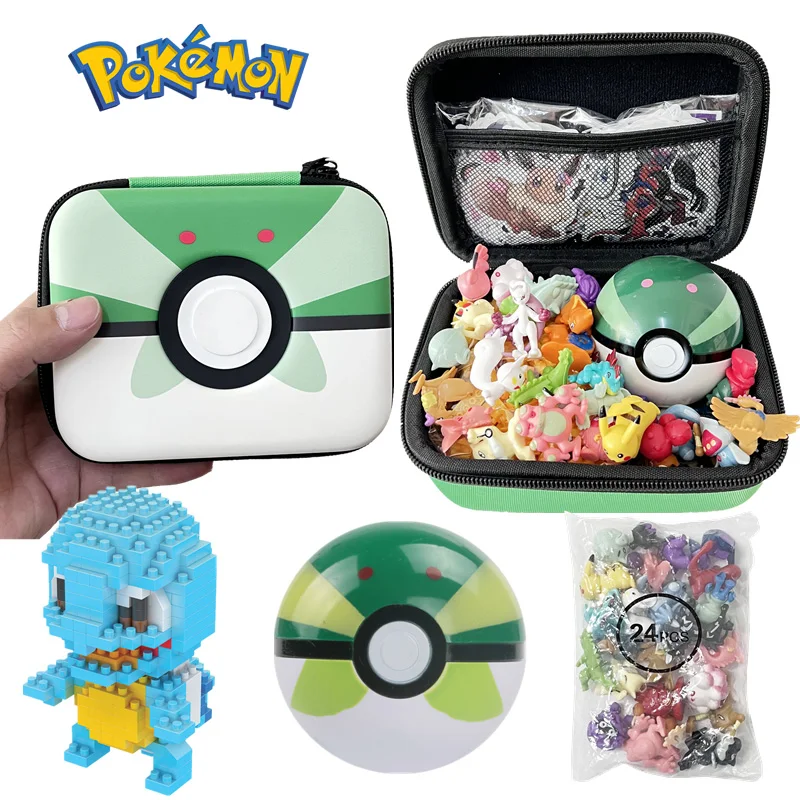 

Pokemon pikachu Building Blocks figure kawaii Charmander Eevee anime Model 100 stickers 24 elves toy Pokeball Building Block set