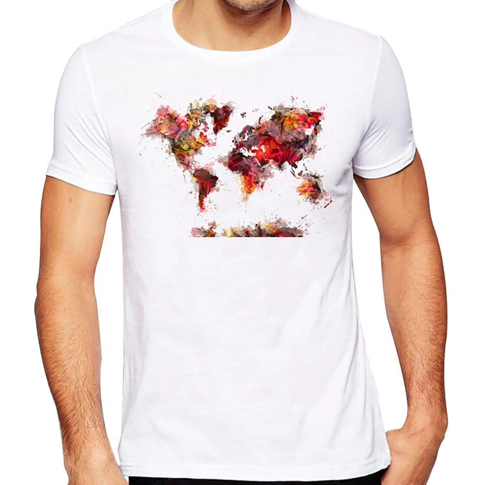 

Новинка 2022, Мужская футболка с рисунком карты мира