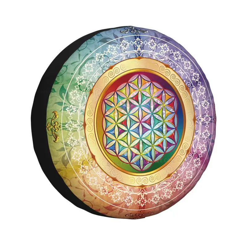 

Romantic Flower Of Life Spare Tire Cover for Mitsubishi Pajero Jeep RV SUV Camper Sacred Geometry Car Wheel Protector Covers