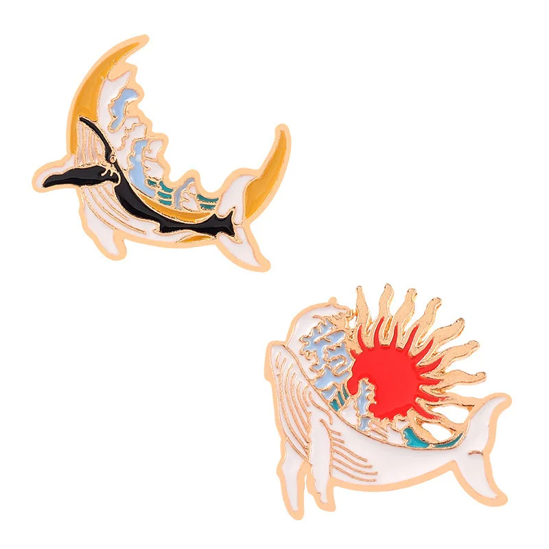 Эмалированная булавка Lucky Fish Koi в форме Кита креативные броши подарок джинсовая