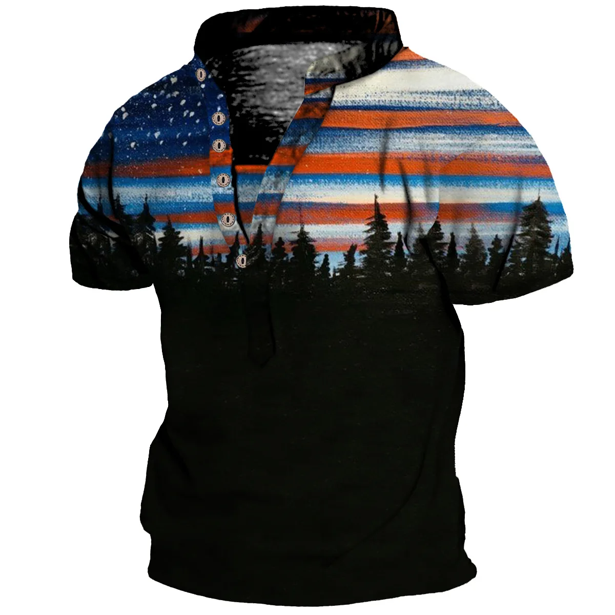 2023 Summer Trend T Shirts For Men y2k 3d Print America Independence Day Tops Street Short Sleeves V-neck Sports Pullover Tee