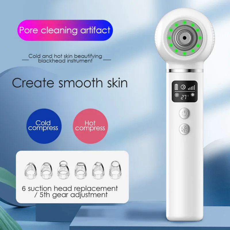 

Blackhead & Blemish Removers Tool Rechargeable LED Display with 6 Probes Lightweight Pore Cleanser Home Use Beauty Devices