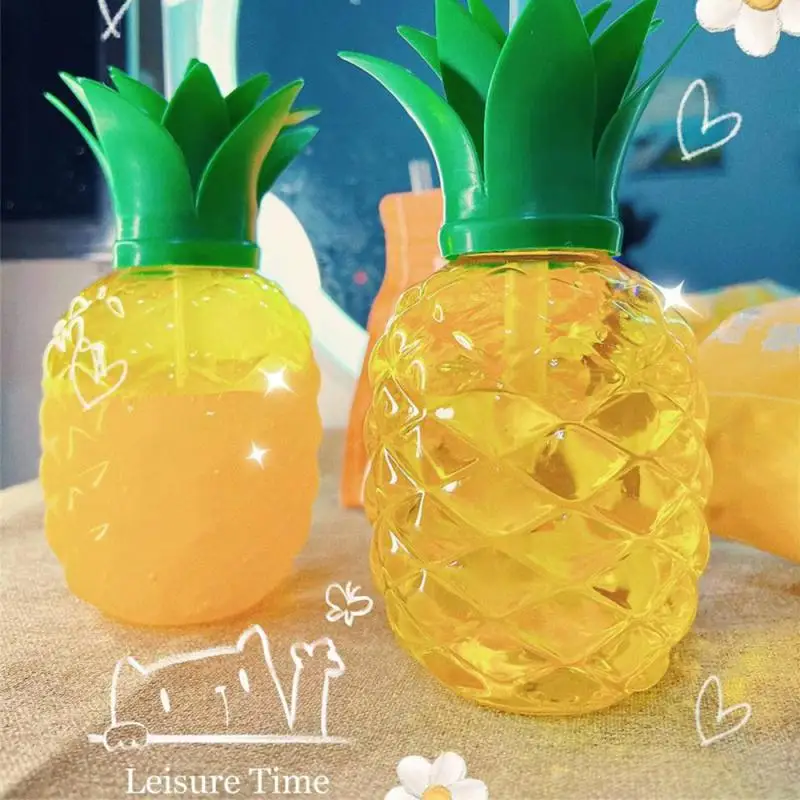 

Summer Party Pineapple Strawberry Cup with Straw Creative Fruit Shape Cup Ins Style Juice Milk Tea Straw Beverage Water Bottle