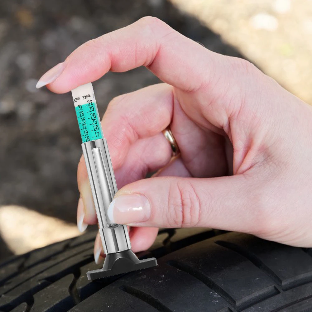 Car Tire Tread Depth Gauge Car Repair Tools Truck Accessories Repair Stainless Steel Color Coded Durable Car Accessoeies