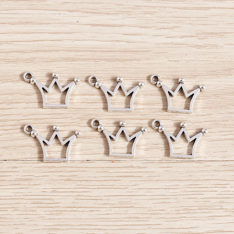 

40pcs 20x13mm Silver Color Alloy Crown Charms for Jewelry Making Earrings Pendants Necklaces DIY Handmade Crafts Accessories