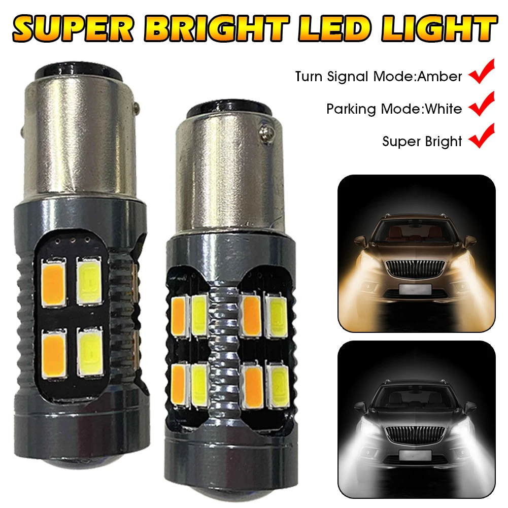 

2PCS PY21/5W 1157 Car LED Bulb 12V Turn Signal DRL Parking Light 20LED White/Amber Super Bright Car Lamp Accessories