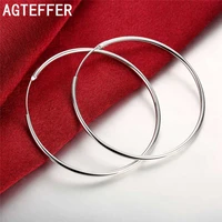 agteffer 925 sterling silver smooth 5060mm big circle hoop earrings for women wedding engagement party jewelry