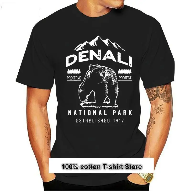 

Camiseta Vintage del Parque Nacional de Denali para hombre, ropa de calle, informal