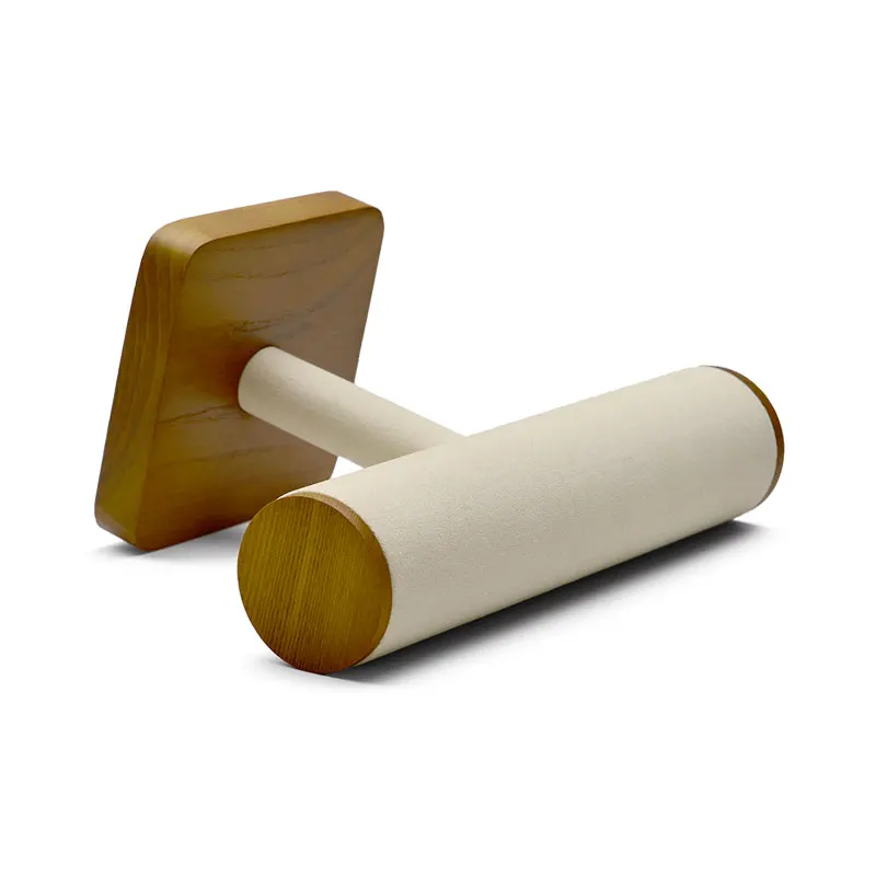 Oirlv T-shape Solid Wood Bracelet Display Stand with Microfiber Jewelry Display Rack Pendant Necklace Organizer Holder Customize