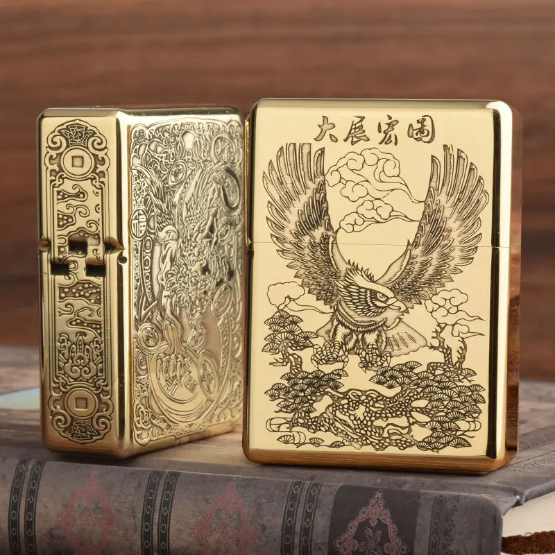 

Engraved Zorro Armor 912s Thickened Pure Copper Seal Waterproof Windproof Kerosene Lighter Brass Laser Engraving Armor