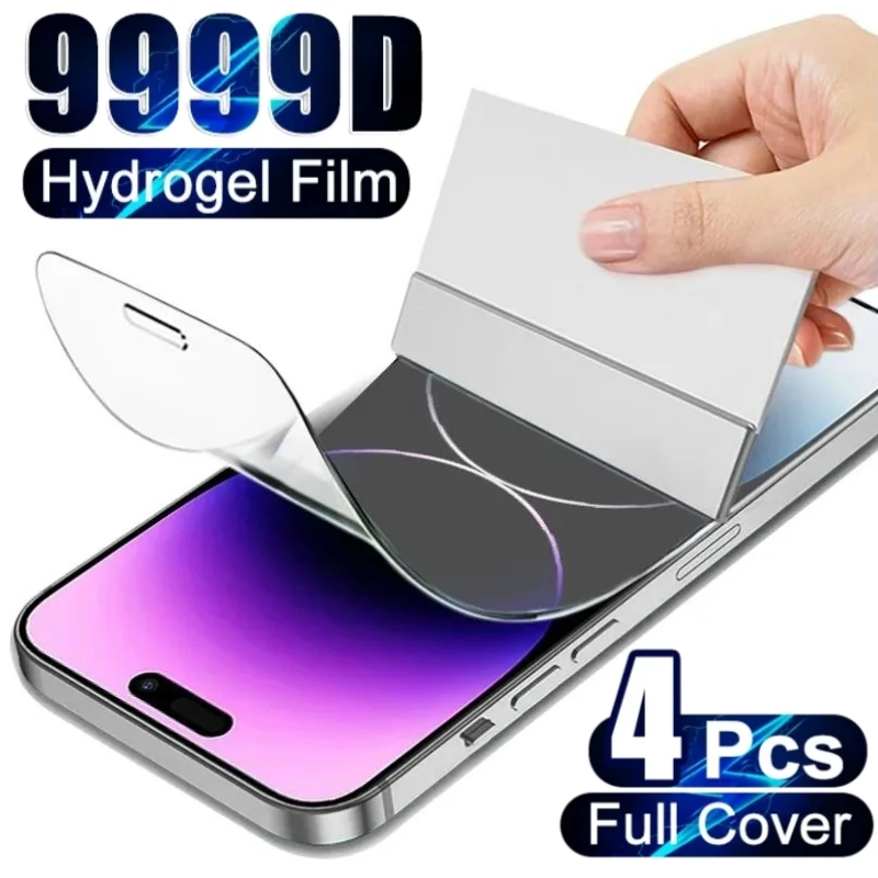 

4pcs Soft Hydrogel Film for IPhone 14 Pro Max Screen Protector for IPhone X XR XS 13 12 11 Pro Max SE20 6S 7 8 Plus film