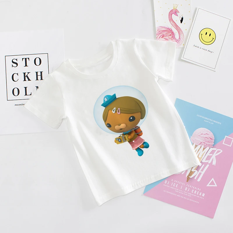 

2020 Summer Fashion Unisex Submarine Column T-shirt Children Boys Short Sleeves White Tees Baby Kids Tops For Girls Clothes 3 8Y