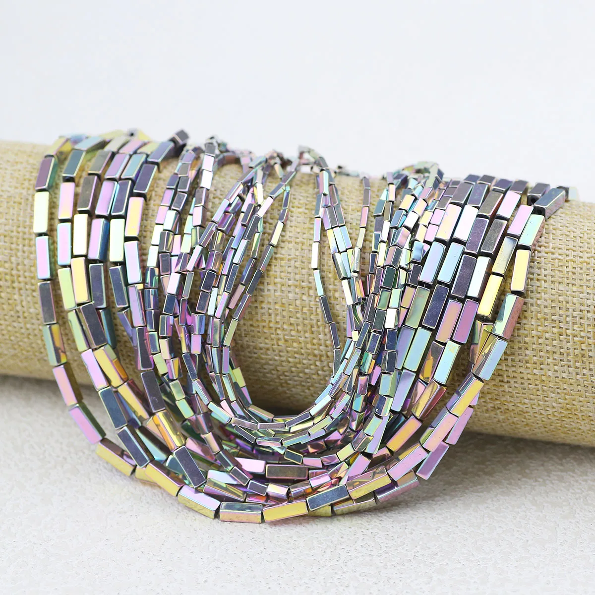 1/2/3 мм фиолетовый красочный прямоугольник с прямым отверстием гематитовый