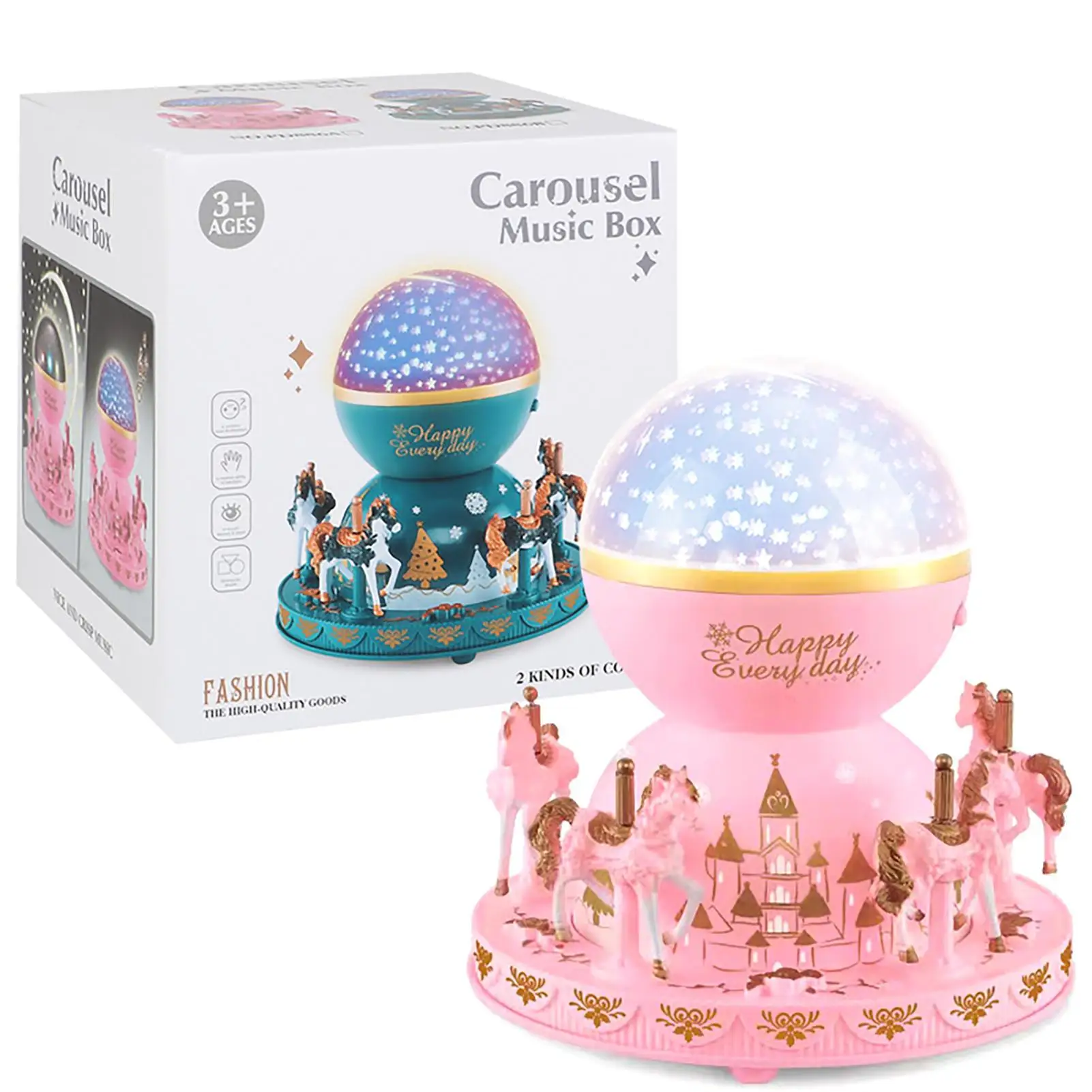

Carousel Musical Boxes Carousel Horses Music Box With Color Changing LED Lights Children Musical Globe For Mothers Day Birthday