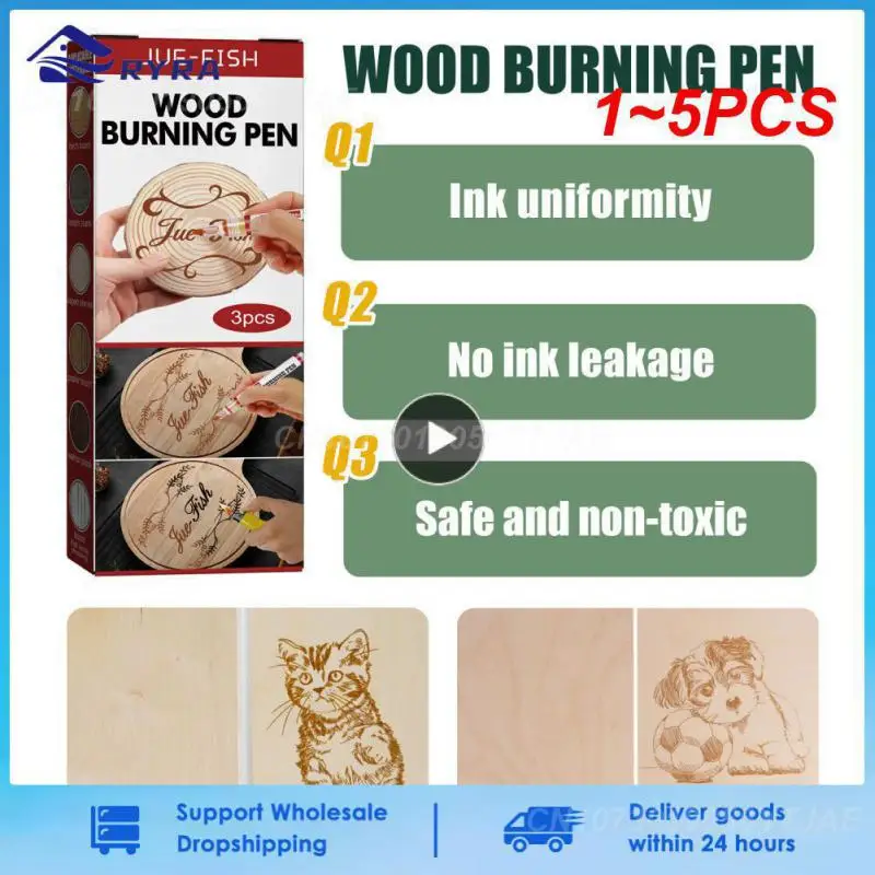 

1~5PCS Wood Burning Pen Set Double-ended Marker For Detailed Wood Burning And Etching Wood Painting For Artists And