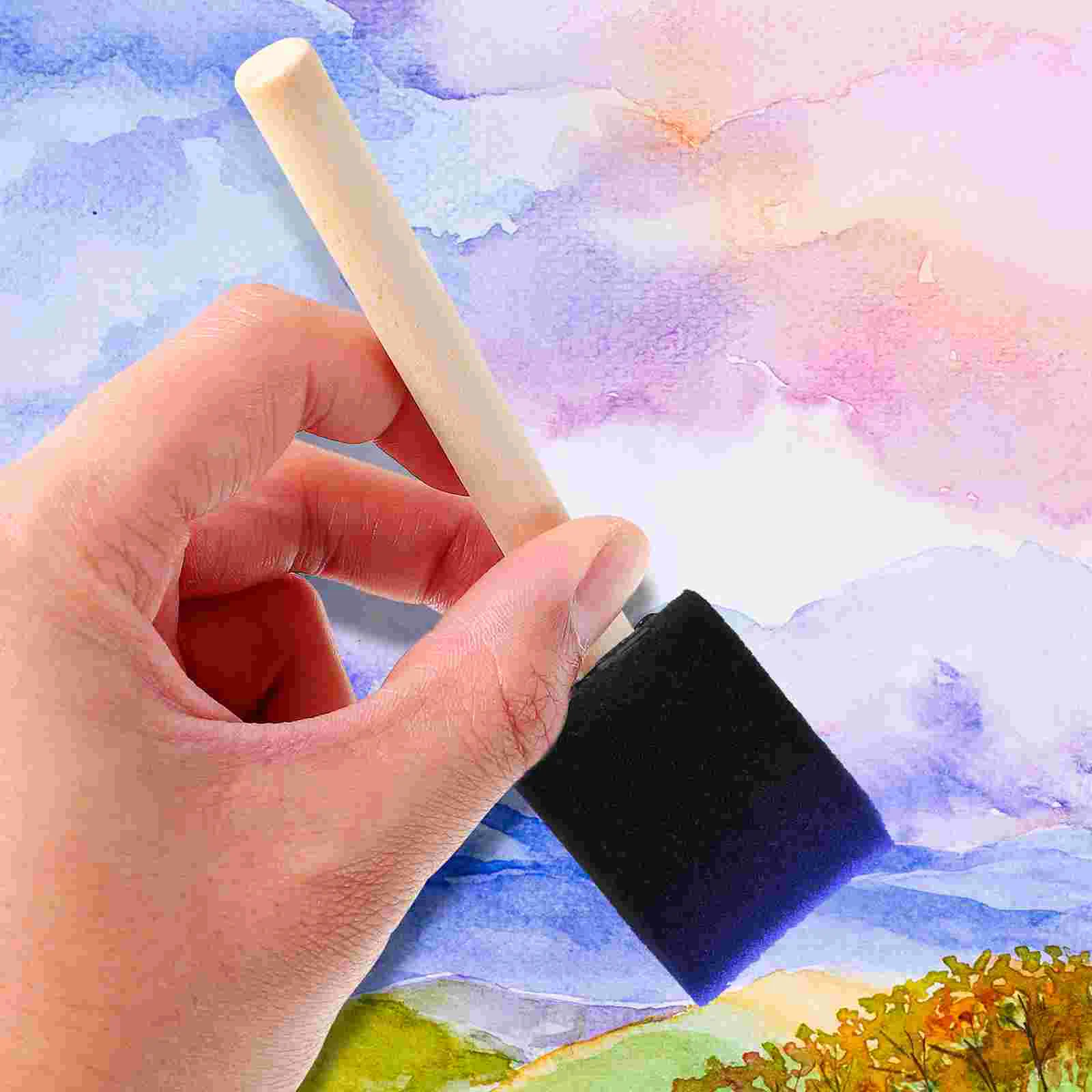 16-х шт. губчатая кисть для рисования деревянная ручка детские граффити черная