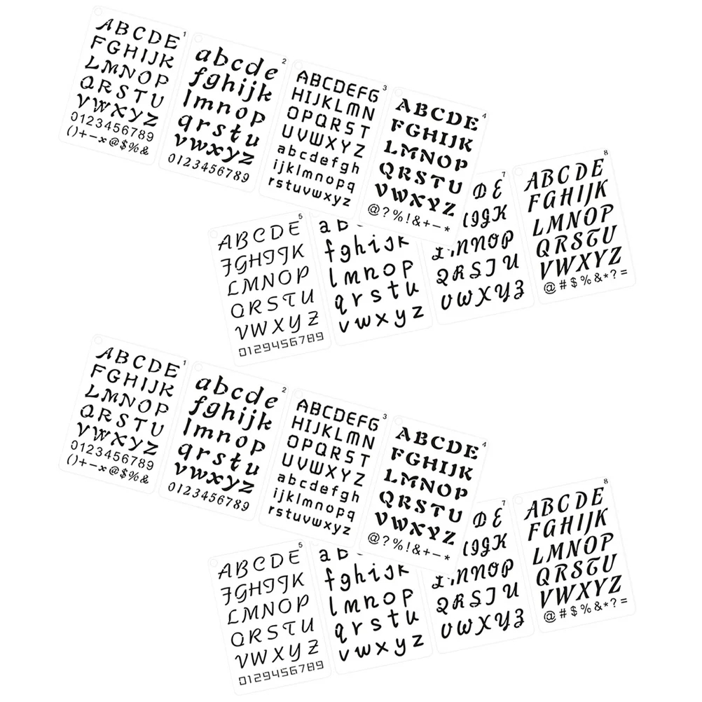 

16 Sheets DIY Stencil Letters Molds Calligraphy Number Stencils Painting Alphabet Chalkboard