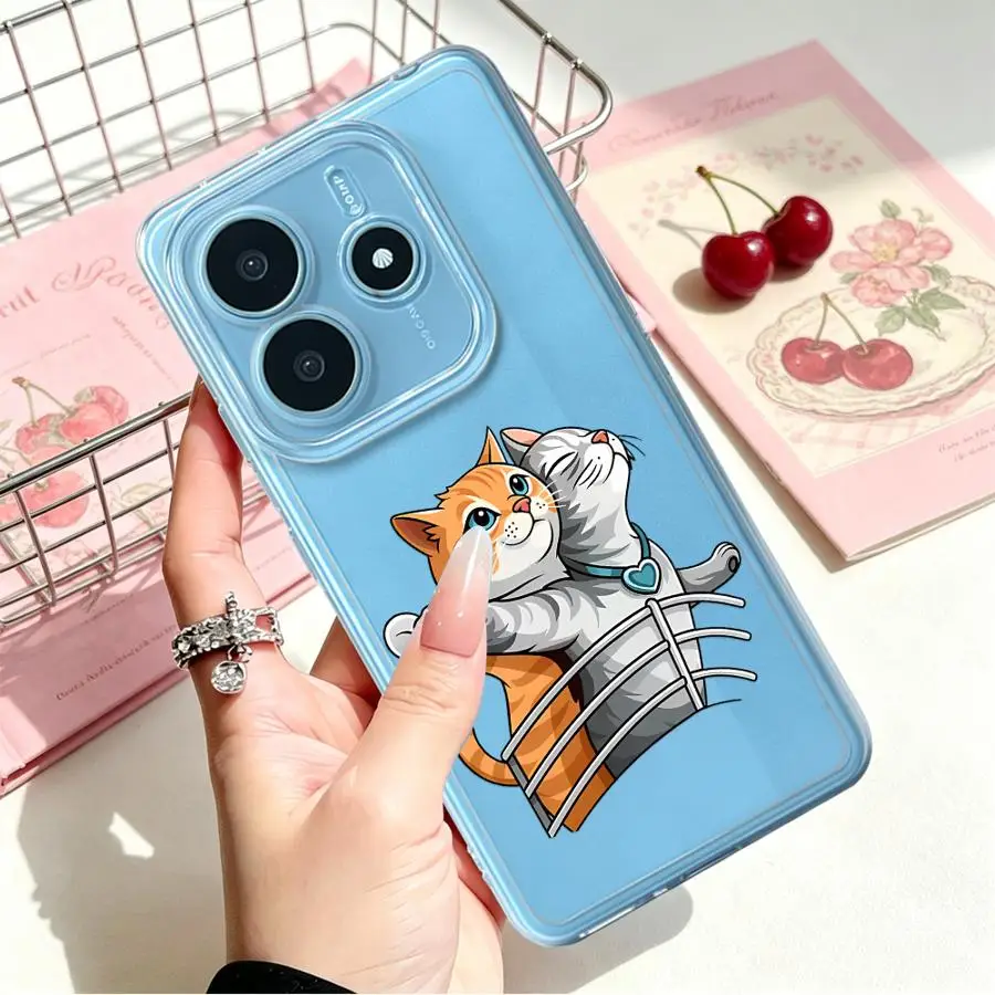 Мягкий чехол для телефона Xiaomi Redmi Note 15 Pro 12S 10S 9 10 11S Note 13 Note14 Note11 12 13C A4 A7 14C Uple Romantic Cat (art.: 3920dc6fe76a7) - 3920dc6fe76a7