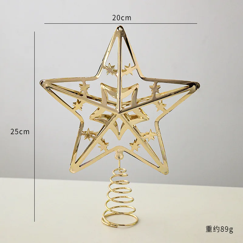 Рождественская Золотая светящаяся железная поделка 11/15/20 см ажурная елка звезда
