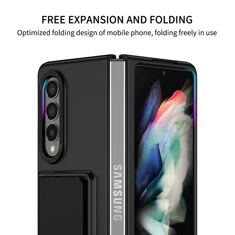 For Galaxy Z Fold 5 3 Case With Built-in Kickstand Bracket Camera Protection Anti Scratch Case Black Blue Green Red For Fold4 5G