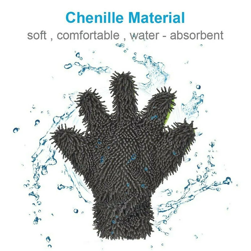 

1 Pc Two-Side Car Wash Mitt Cleaning Tools 5-Finger Exterior Interior High Quality Microfiber + Coral Fleece Glove