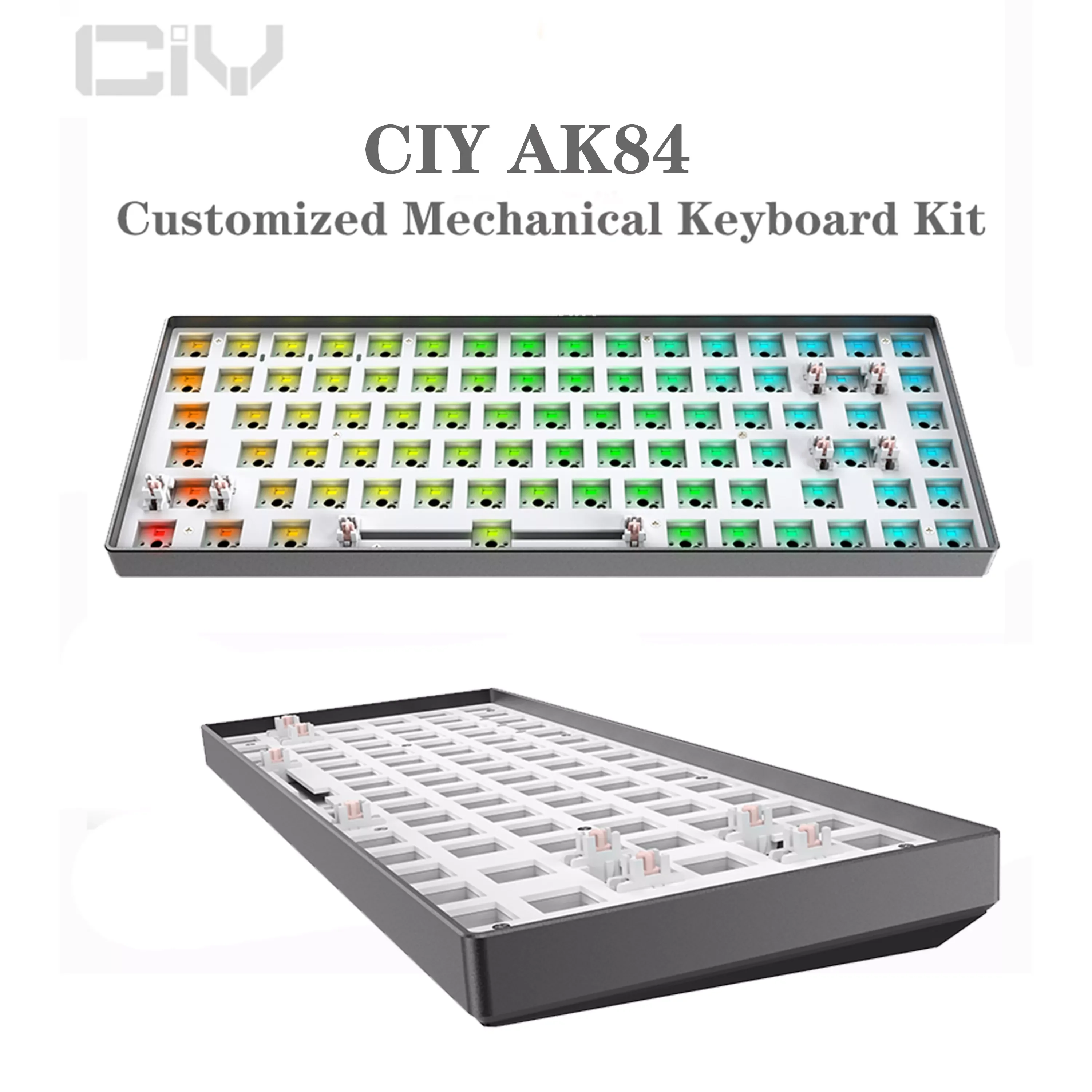 

TES84 Hot Swap Mechanical Keyboard Kit wired detachable cable RGB Back light Compatiable With 3/5 Pins For Cherry Gateron Kailh