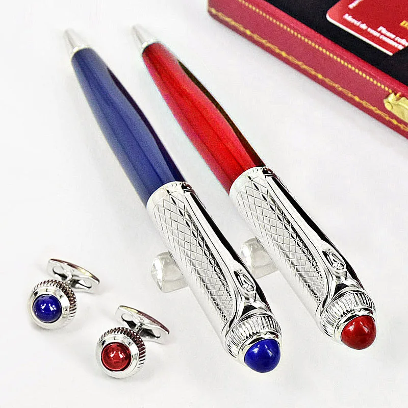 Стильная шариковая ручка AGD CT с голубым/красным цилиндром и диагональным зерном